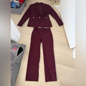 Ann Taylor Women's Burgundy Tailored Dress Pants & Matching Blazer